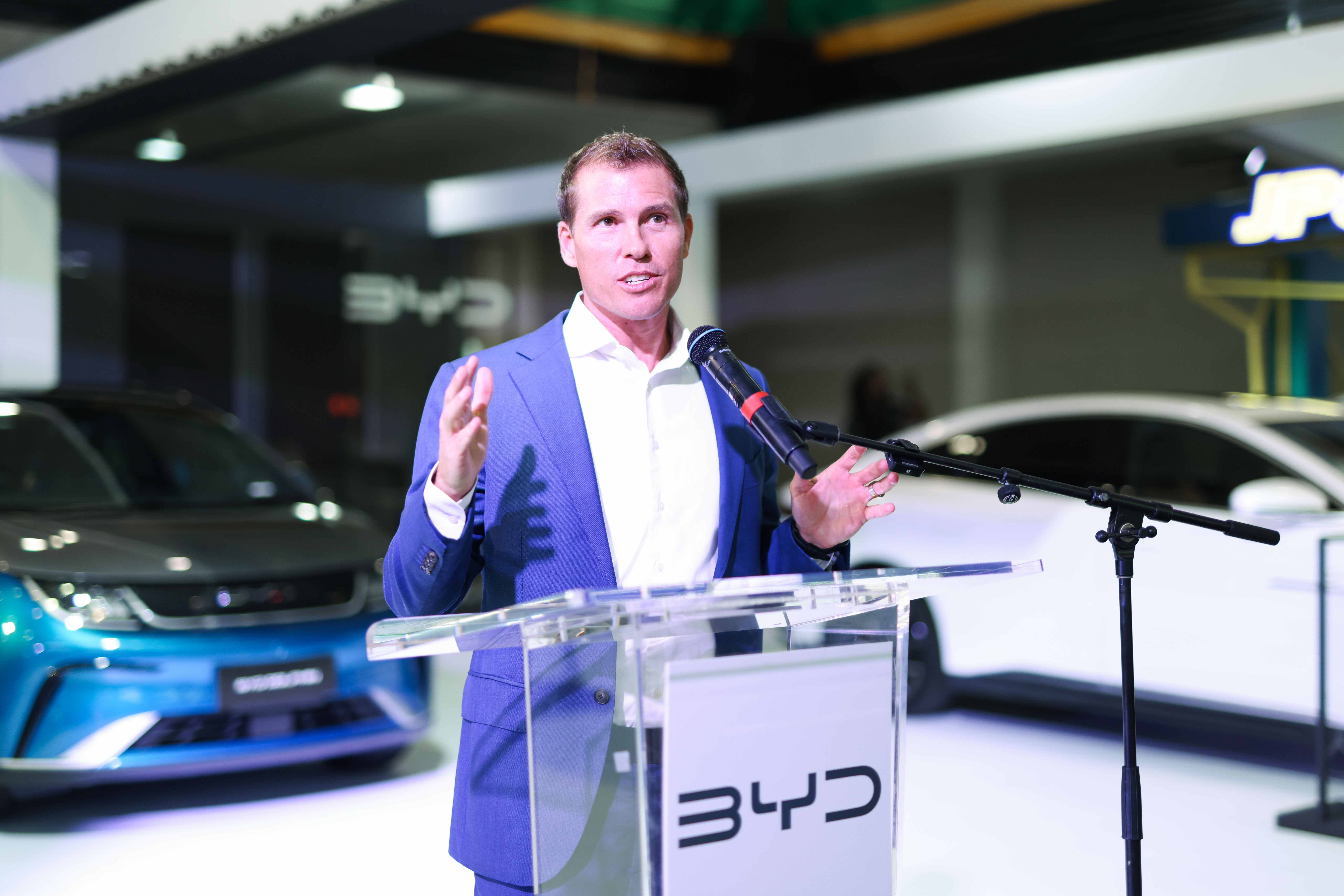 Adam Stewart, Executive Chairman of ATL Automotive Group giving a speech